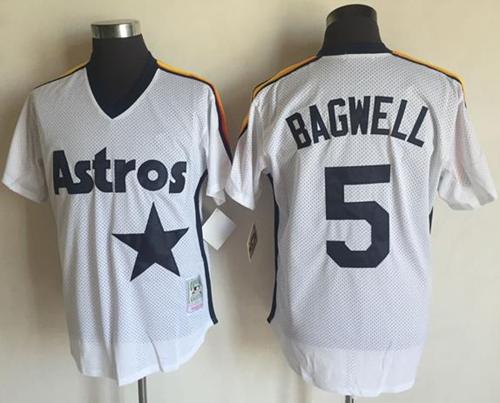 Mitchell And Ness Astros #5 Jeff Bagwell White Throwback Stitched MLB Jersey